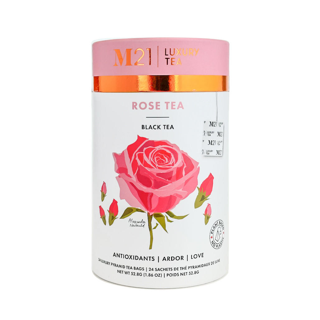 M21 - Rose Tea - Black Tea, 24 Pyramid Tea Bags - The Gourmet