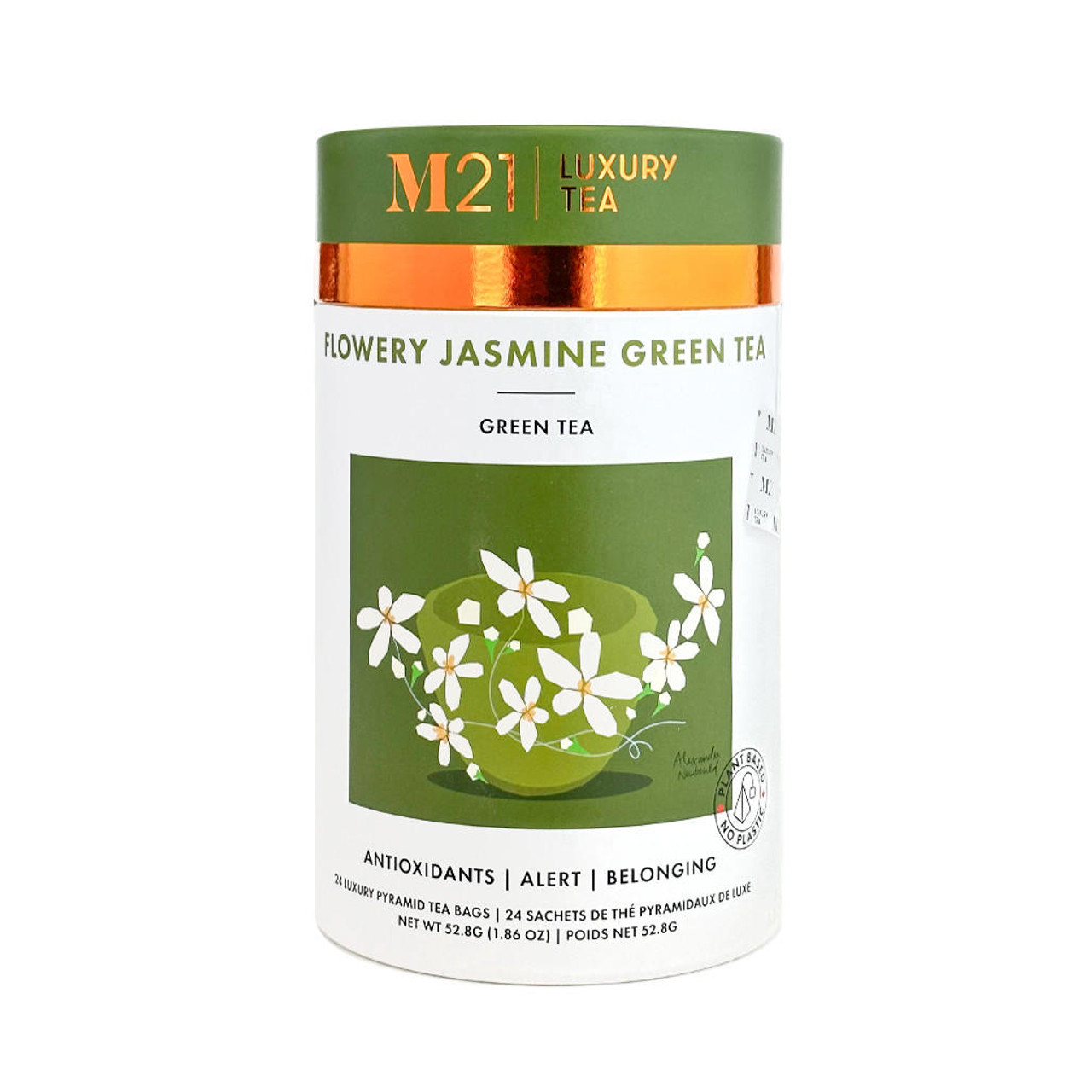 M21 Flowery Jasmine Green Tea Green Tea, 24 Pyramid Tea Bags The