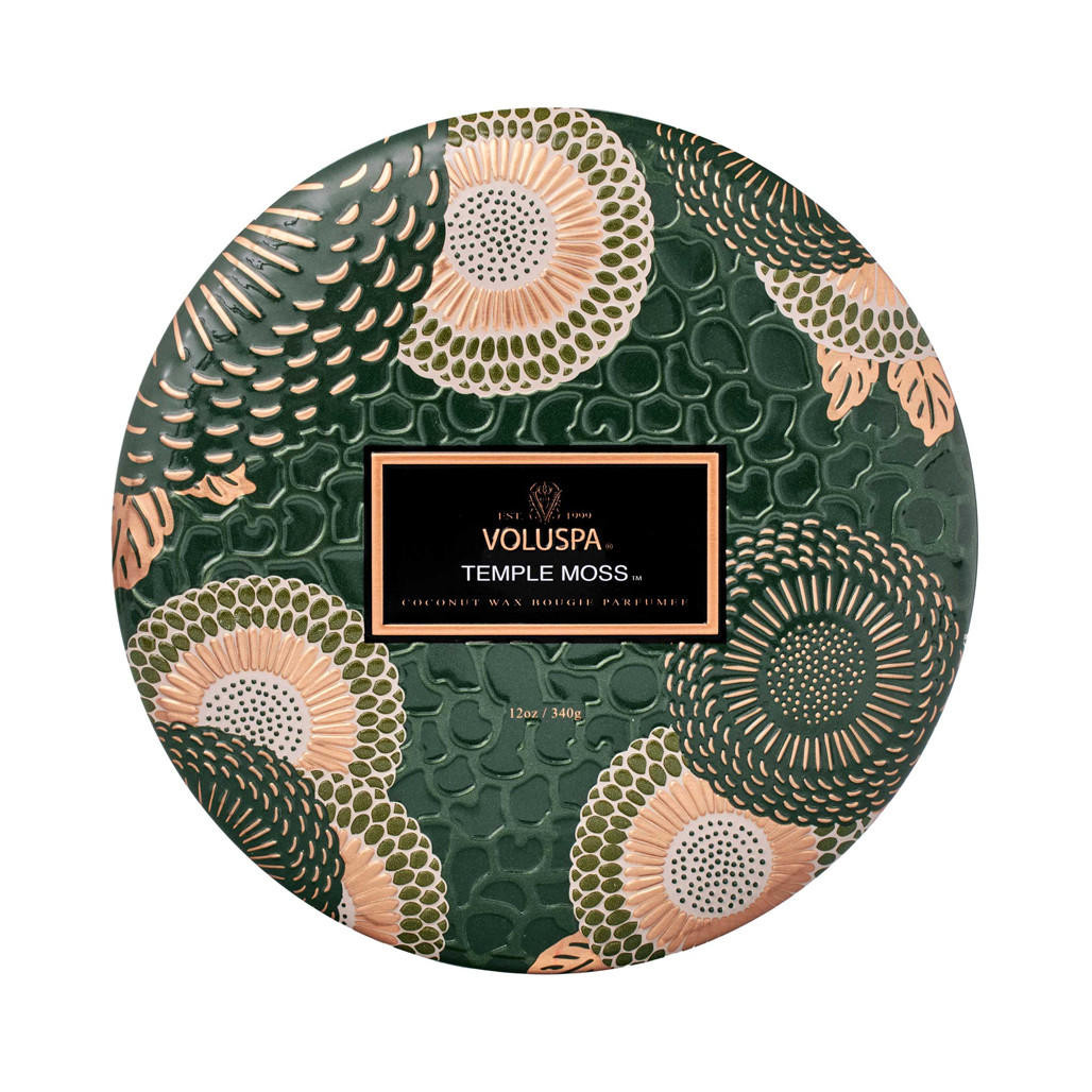 Japonica 3 Wick Tin Candle - Temple Moss, 12oz - The Gourmet Warehouse