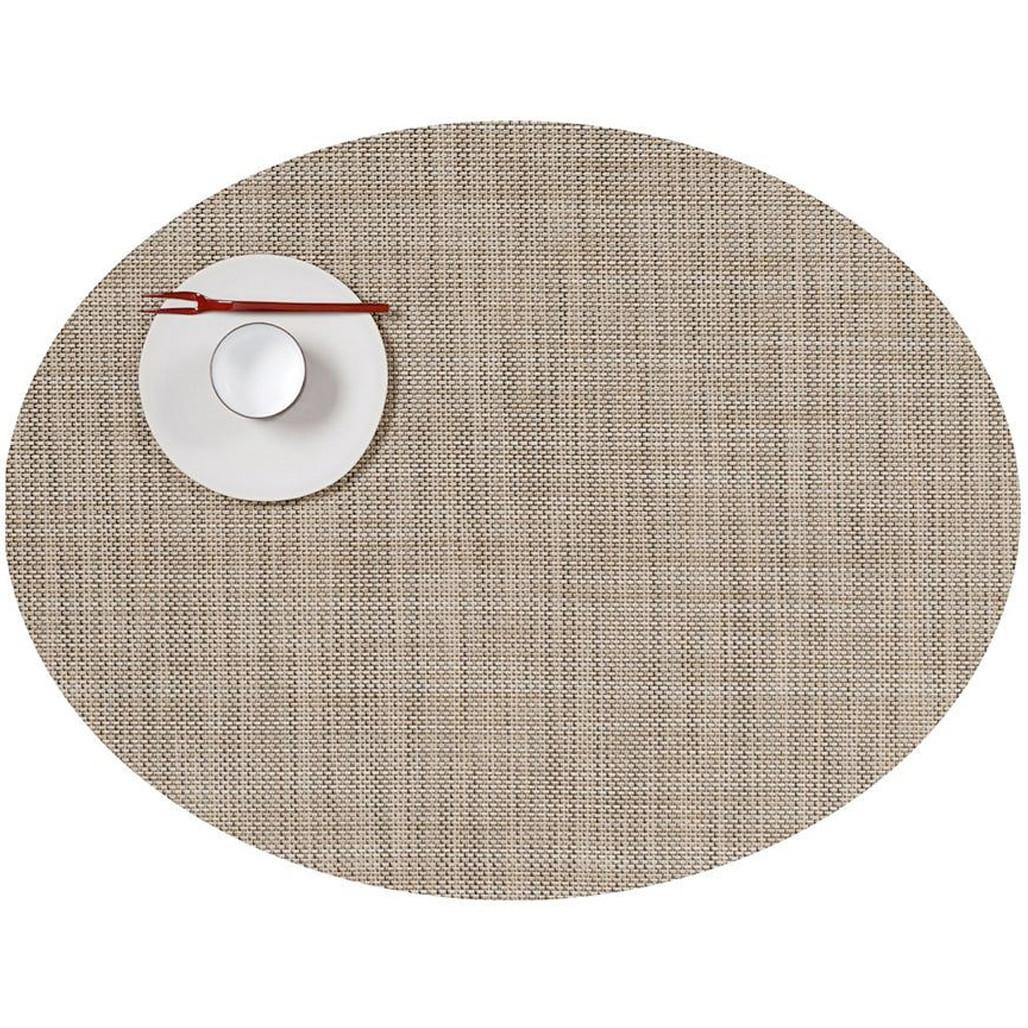 Chilewich4枚 Mini Basketweave36×48 GRAVEL Mini Basketweave Placemat Oval - Linen, 14 x 19.25-in - The