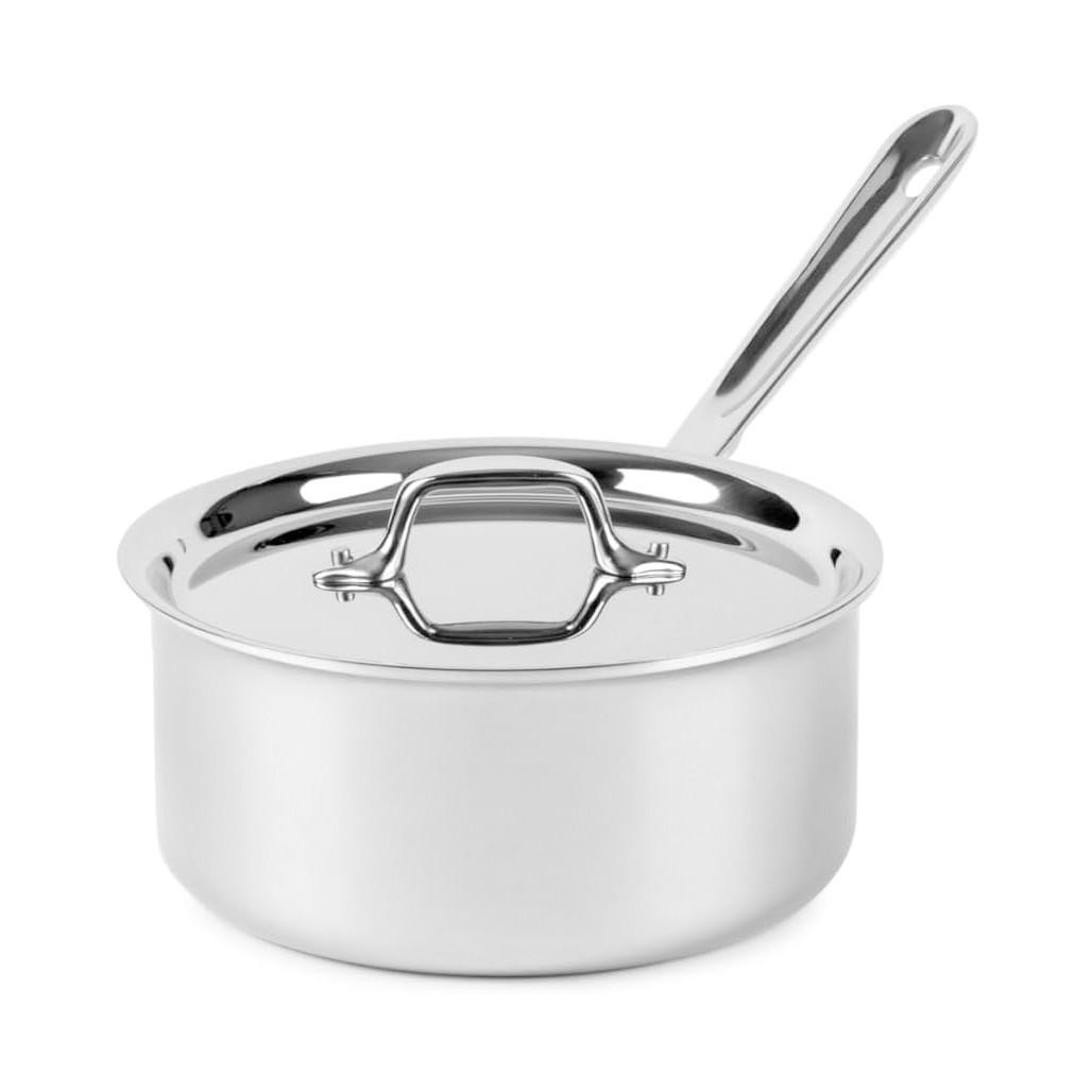 Saucepan with Lid Flared Edge - d3 Tri-ply Stainless, 3Qt - The
