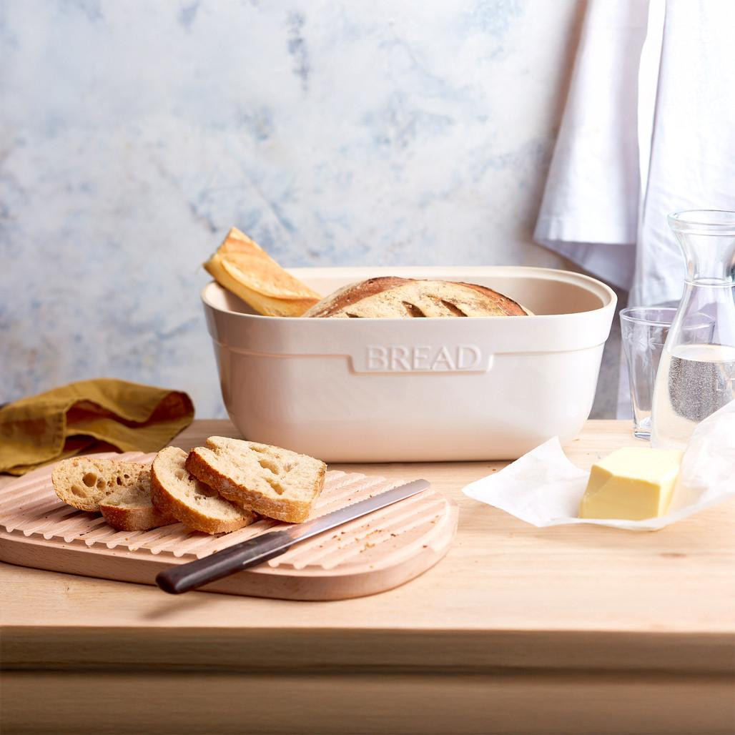 Bread Box Ceramic - With cutting board, Argile - The Gourmet Warehouse
