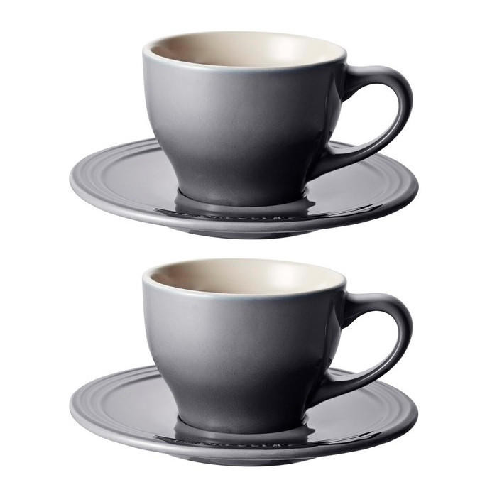 Oyster Cappuccino Cup & Saucer, Set of 2 - The Gourmet Warehouse