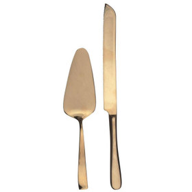 DANESCO Cake Serving Set - Gold Finish, Set of 2