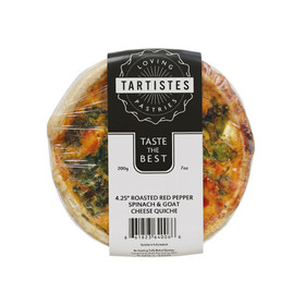 TARTISTES Savoury Quiche - Roasted Red Pepper Spinach & Goat Cheese, 4.25-in ❆ 