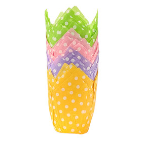 E.C. LTD Tulip Cup Polka Dot - Assorted Spring Colours, 24 Pack