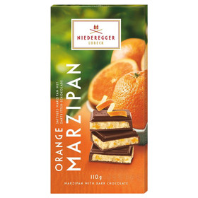 NIEDEREGGER Marzipan Bar - Dark Chocolate & Orange, 110g