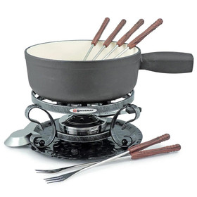 SWISSMAR Lugano - Cast Iron Cheese Fondue Set, Matte Black