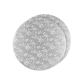 E.C. LTD Cake Board Round 8-in - Silver Patterned Foil, 2-Pack