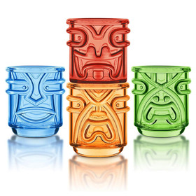 FINAL TOUCH Tiki Tumbler Glasses - Multicoloured, Set of 4
