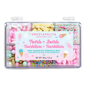 SWEETAPOLITA Twirls + Swirls Mini Assorted Sprinkle Box, 100g