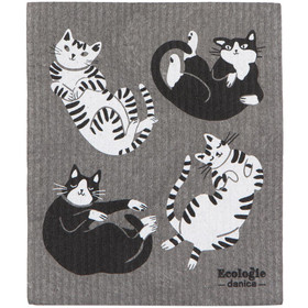 NOW DESIGNS Swedish Dishcloth - Meow & Furever, 6.5 x 8-in