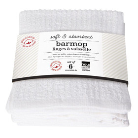 NOW DESIGNS Barmops 12x12-in - White, Set of 6