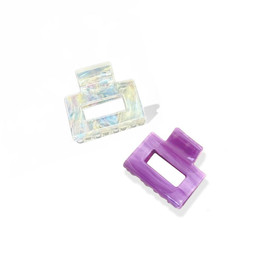 HONEYLUX Ecofriendly Acetate 2 Pack Mini Square Claws -Lilac + Pearl