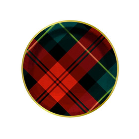 HARMAN Merry Check Dessert Paper Plate - 7-in Round, 8-Pack 