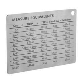 KITCHEN BASICS Magnetic Kitchen Conversion Chart - Stainless Steel, 4.3 x 3.3-in 