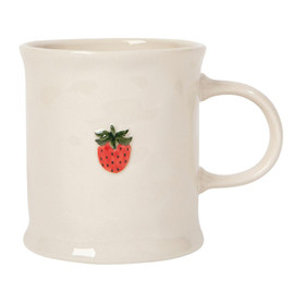 NOW DESIGNS Strawberry Embossed Mug - Stoneware, 16oz 