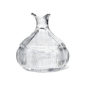 Garlic Shaped Glass Dish with Lid, 4-in