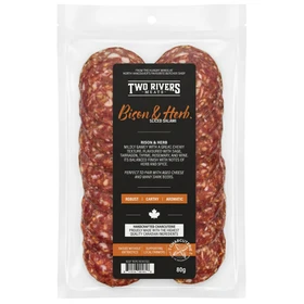 TWO RIVERS MEAT Sliced Salami - Bison & Herb, 80g ❆ 