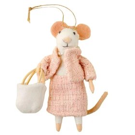 INDABA Felt Mouse Holiday Ornament - Chanel Mouse 
