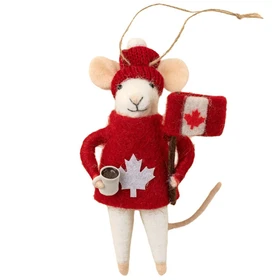 INDABA Felt Mouse Holiday Ornament - Cozy Canuck 