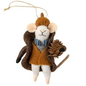 INDABA Felt Mouse Holiday Ornament - Dapper Declan 
