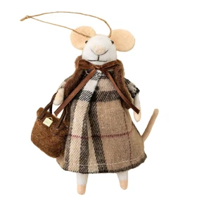 INDABA Felt Mouse Holiday Ornament - Tartan Tessa 