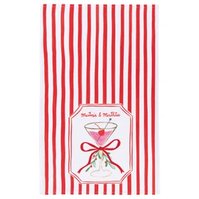Mistletoe & Martinis Christmas Dishtowel - Cotton, 18 x 28-in
