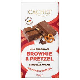 CACHET Milk Chocolate Bar - Brownie & Pretzel, 180g 