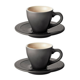 LE CREUSET Oyster Espresso Cup & Saucer Set of 2 - Stoneware