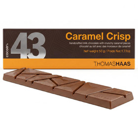 THOMAS HAAS Milk Chocolate Bar 43% Cocoa - Caramel Crisp, 50g 