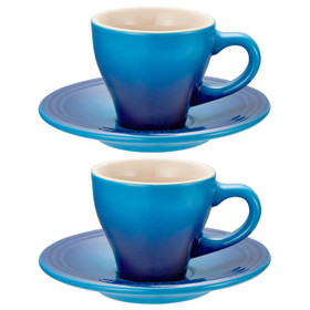 LE CREUSET Blueberry Espresso Cups & Saucers, Set of 2