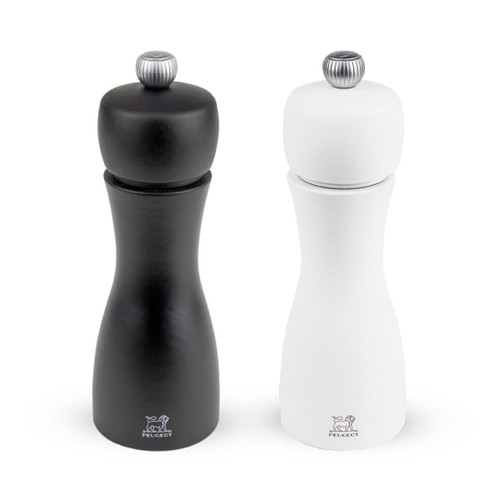 PEUGEOT Tahiti Black & White - Salt & Pepper Mill Duo, -6-in PEUGEOT Tahiti Black & White - Salt & Pepper Mill Duo, -6-in