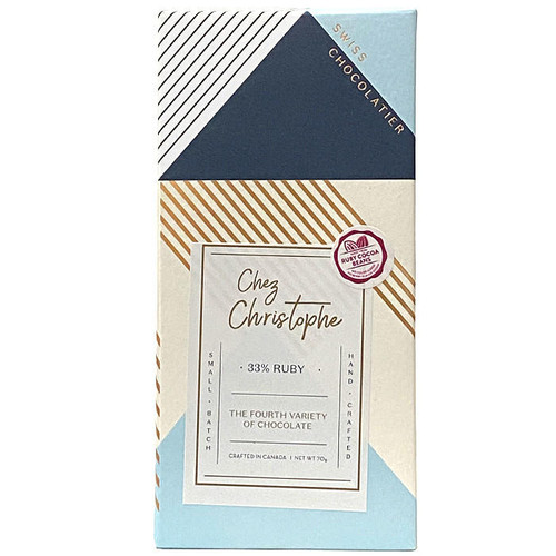 CHEZ CHRISTOPHE Ruby Handcrafted Chocolate Bar - 33% Ruby, 70g CHEZ CHRISTOPHE Ruby Handcrafted Chocolate Bar - 33% Ruby, 70g