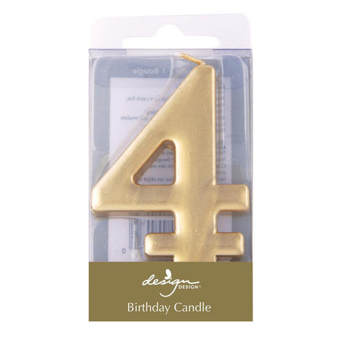 DESIGN DESIGN Birthday Candle - Numeric No 4, Shiny Gold DESIGN DESIGN Birthday Candle - Numeric No 4, Shiny Gold