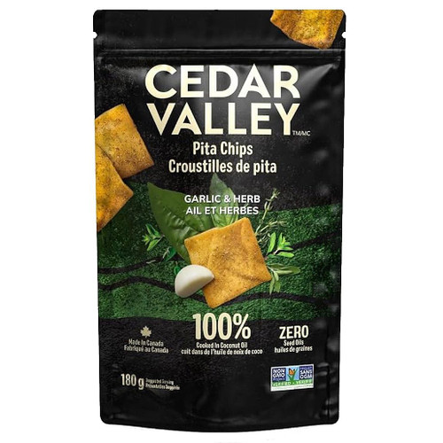 CEDAR VALLEY SELECTIONS Pita Chips Garlic and Herbs, 180g CEDAR VALLEY SELECTIONS Pita Chips Garlic and Herbs, 180g