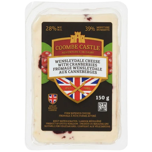 COOMBE CASTLE Wensleydale Cheese with Cranberries, 150g ❆ 