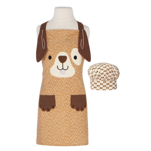 NOW DESIGNS Daydream Kids Apron and Hat Set - Dog, Brown NOW DESIGNS Daydream Kids Apron and Hat Set - Dog, Brown