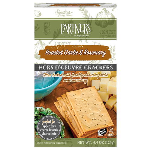 PARTNERS Partners Crackers - Roasted Garlic & Rosemary, 124g PARTNERS Partners Crackers - Roasted Garlic & Rosemary, 124g