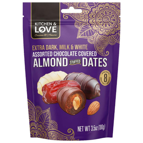 CUCINA & AMORE Almond Stuffed Dates Chocolate Covered - Assorted, 100g 