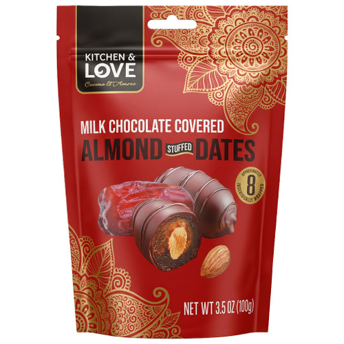 Almond Stuffed Dates Milk Chocolate Covered, 100g