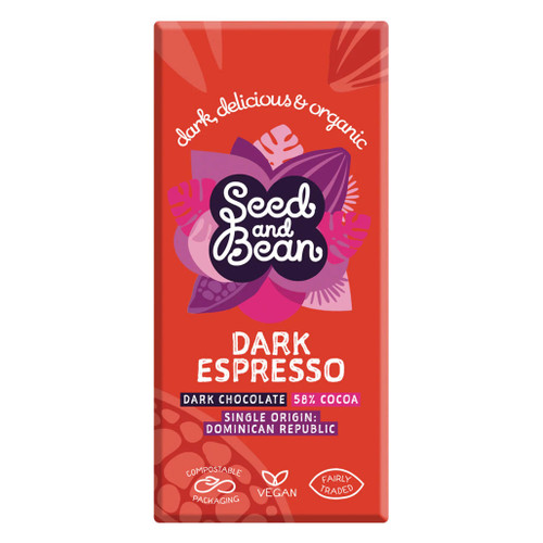 SEED & BEAN Dark Espresso 58% Cocoa Chocolate Bar, 75g
