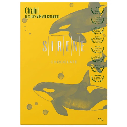 SIRENE CHOCOLATE SIRENE - 65% Dark Milk with Cardamom Chocolate Bar - Ch'abil, 70g 