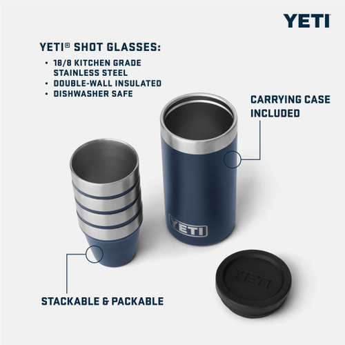 Yeti Shot Glasses Set 4 + Carrying Case, Navy - The Gourmet Warehouse