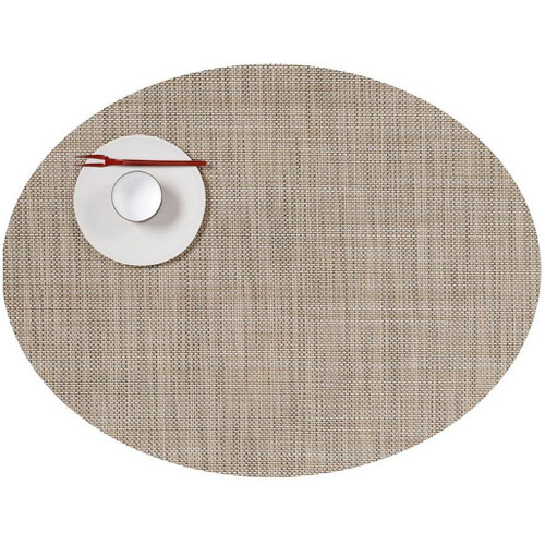 CHILEWICH Mini Basketweave Placemat Oval - Linen, 14 x 19.25-in CHILEWICH Mini Basketweave Placemat Oval - Linen, 14 x 19.25-in