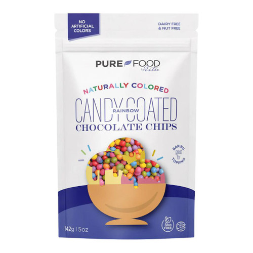 PURE FOOD Rainbow Candy Coated Mini Chocolate Chips - All Natural, 142g