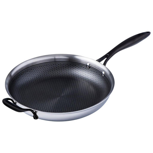 MEYER HybridClad Skillet Stainless Steel w Helper Handle - Stick Resistant, 32cm 