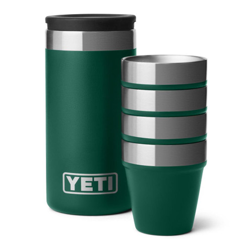 YETI Yeti Shot Glasses Set 4 + Carrying Case, Black Forest Green 