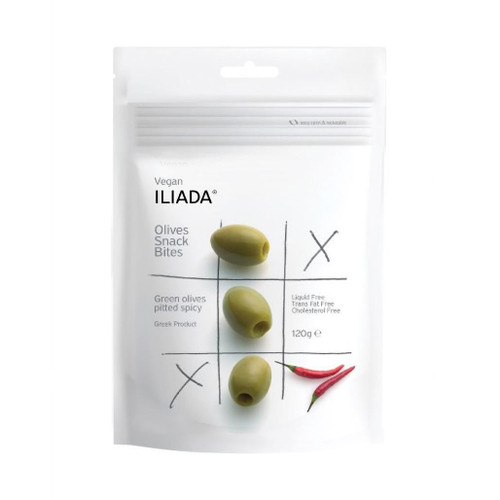 ILIADA Olives Snack Bites Green Pitted Spicy, 120g ILIADA Olives Snack Bites Green Pitted Spicy, 120g