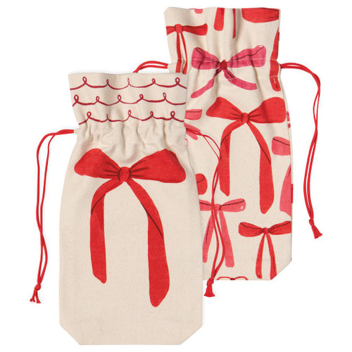 NOW DESIGNS Bowtique Wine Bags - Cotton,  Set of 2 